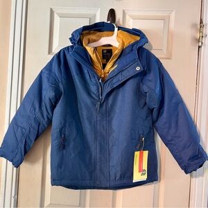 All in Motion Kids Puffer Jacket - Blue with Yellow Lining